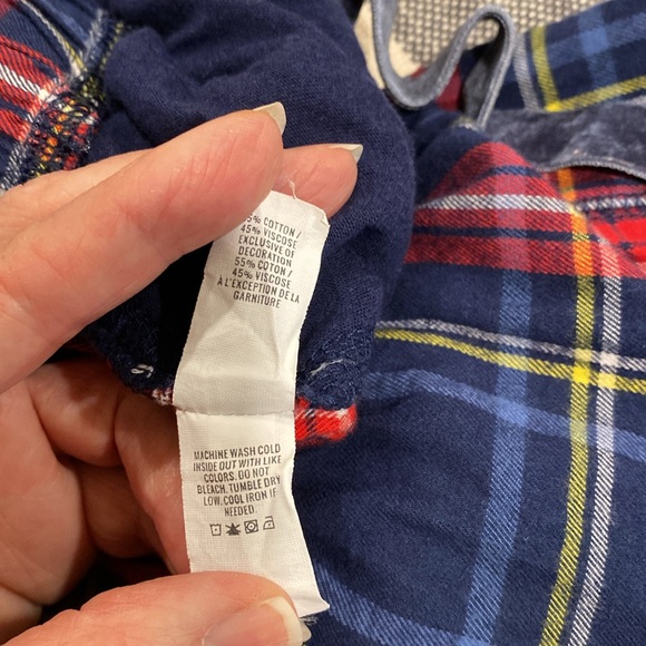 Aerie red blue flannel plaid pajama pants Small Short Velvet Tie - Picture 8 of 11